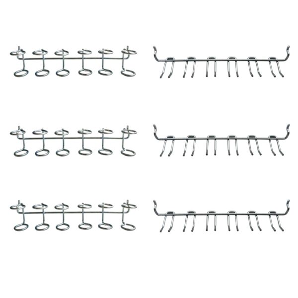 Pegboard Screwdriver Holders Organizer Pegboard Plier Holders Steel Peg Board Tool Utility Hooks Accessories Shelving Display Multi-Ring Tool Organizer Racks for Shop Store, Zinc Plated