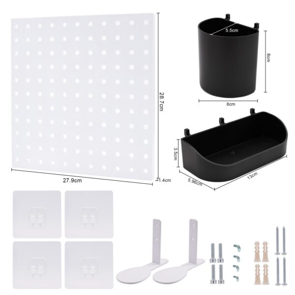 White Pegboard Wall Organizer Wall Mount Pegboard Kits Wall Mount Plastic Display Peg Board Pegboard Combination Kit Organizer Accessories for Garage Workbench Accessories (White - B) - Image 6