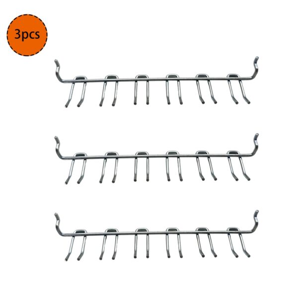 Pegboard Screwdriver Holders Organizer Pegboard Plier Holders Steel Peg Board Tool Utility Hooks Accessories Shelving Display Multi-Ring Tool Organizer Racks for Shop Store, Zinc Plated - Image 3