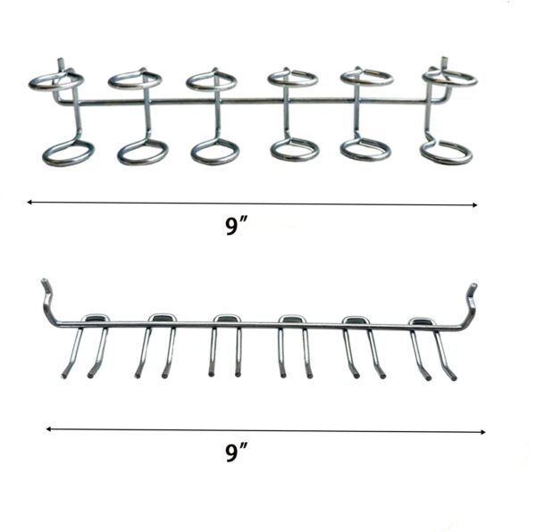Pegboard Screwdriver Holders Organizer Pegboard Plier Holders Steel Peg Board Tool Utility Hooks Accessories Shelving Display Multi-Ring Tool Organizer Racks for Shop Store, Zinc Plated - Image 4