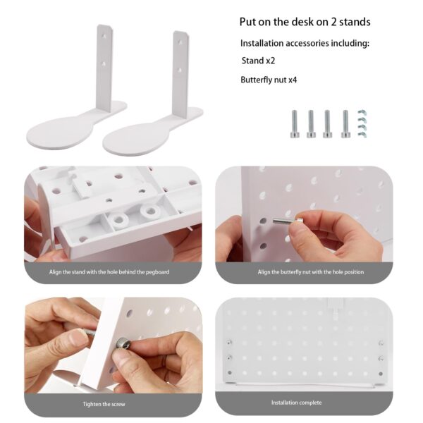 White Pegboard Wall Organizer Wall Mount Pegboard Kits Wall Mount Plastic Display Peg Board Pegboard Combination Kit Organizer Accessories for Garage Workbench Accessories (White - B) - Image 3
