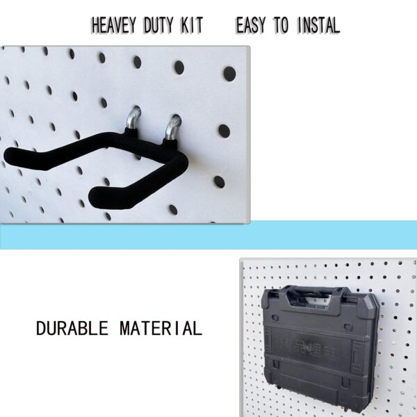 6 Pack Heavy Duty Pegboard Tool Hooks for Hanging, Metal Peg Board Drill Holder Double Hooks, Organizer Accessories for Wall Shelf, Black - Image 2